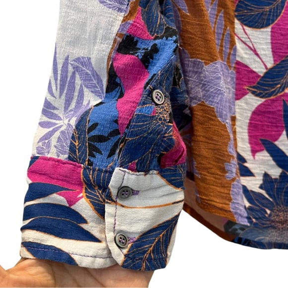 Xirena "PINK BECK" TOP IN SUNSET" Long Sleeve Blouse Size Medium 100% Cotton - Picture 9 of 14